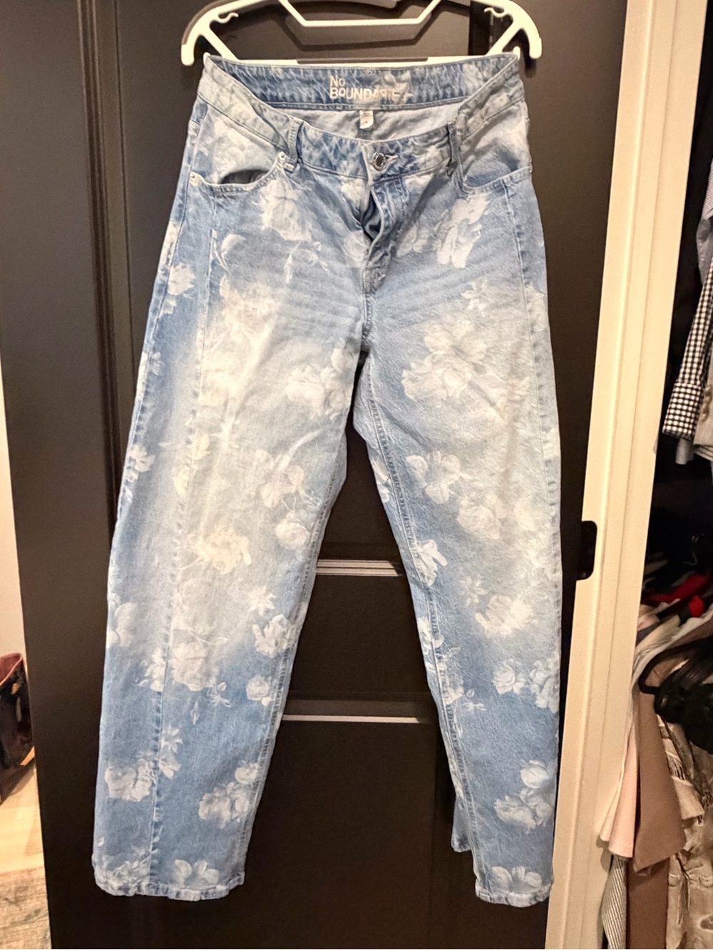 No Boundaries Light Blue Floral Boyfriend Jeans